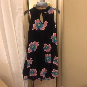 Black Flowered Keyhole Dress